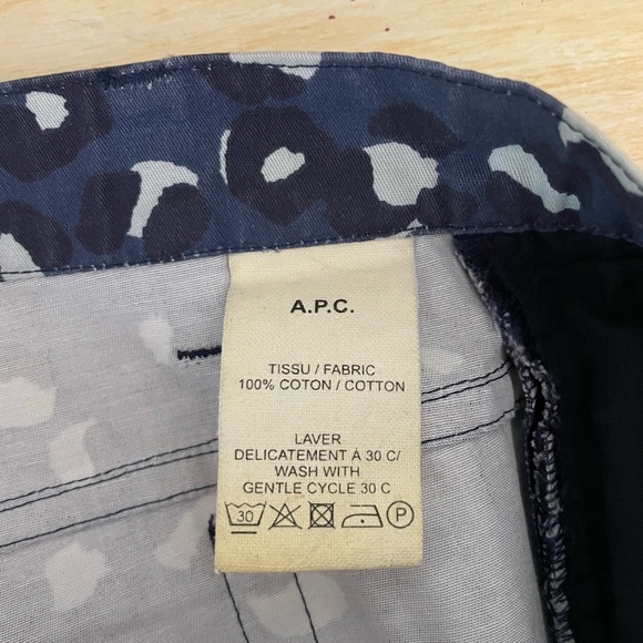 APC Rue Madame Paris 27 XS Cotton Blue Animal Print Straight Leg Jean Ankle Zip - Picture 9 of 12